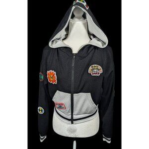 Cross Colours Black Pride Patch Black And Grey Zip Up Hoodie Size XS